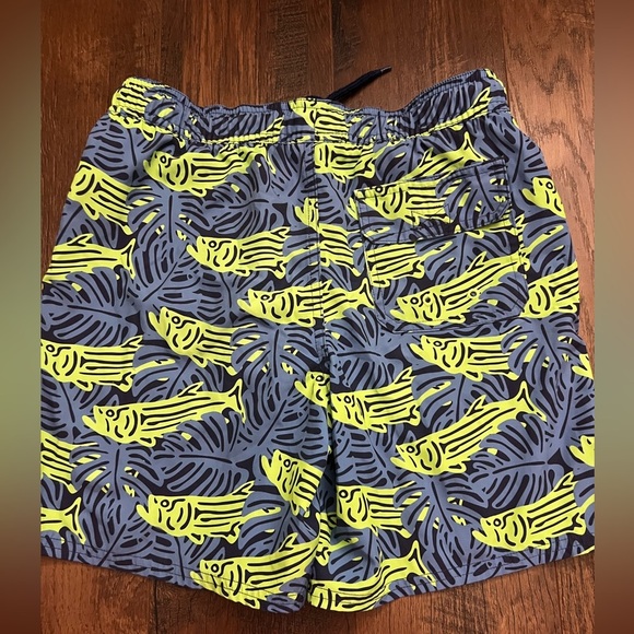 Vineyard Vines Fish Print Swim Shorts Blue and Green Size Medium M 12-14 - Picture 5 of 5